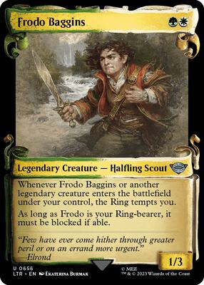 Frodo Baggins (Showcase Scrolls) card from Universes Beyond: The Lord of the Rings: Tales of Middle-earth