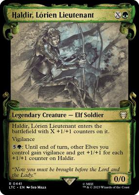 Haldir, Lorien Lieutenant (Showcase Scrolls) card from Commander: The Lord of the Rings: Tales of Middle-earth