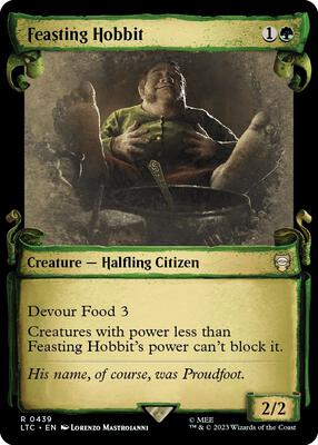 Feasting Hobbit (Showcase Scrolls) card from Commander: The Lord of the Rings: Tales of Middle-earth