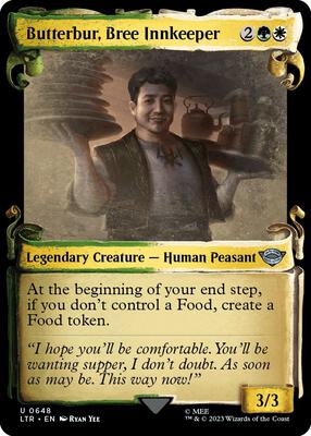 Butterbur, Bree Innkeeper (Showcase Scrolls) card from Universes Beyond: The Lord of the Rings: Tales of Middle-earth