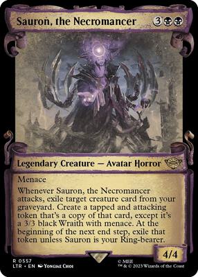 Sauron, the Necromancer (Showcase Scrolls) card from Universes Beyond: The Lord of the Rings: Tales of Middle-earth