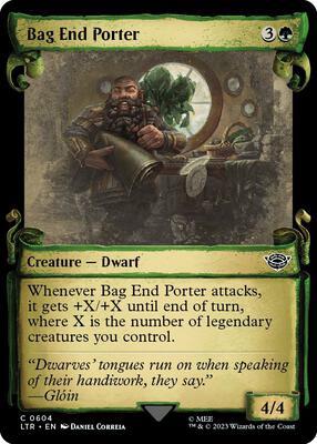 Bag End Porter (Showcase Scrolls) card from Universes Beyond: The Lord of the Rings: Tales of Middle-earth