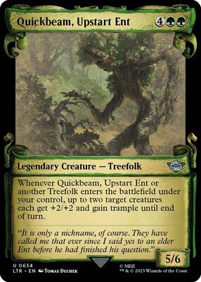 Quickbeam, Upstart Ent (Showcase Scrolls) card from Universes Beyond: The Lord of the Rings: Tales of Middle-earth