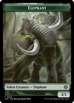 Elephant // Dinosaur Double-Sided Token card from Commander: The Lost Caverns of Ixalan