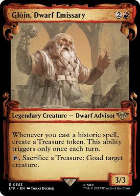 Gloin, Dwarf Emissary (Showcase Scrolls) card from Universes Beyond: The Lord of the Rings: Tales of Middle-earth
