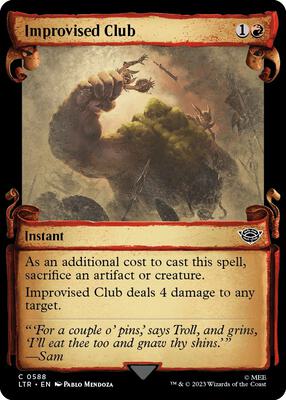 Improvised Club (Showcase Scrolls) card from Universes Beyond: The Lord of the Rings: Tales of Middle-earth