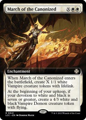 March of the Canonized (Extended Art) card from Commander: The Lost Caverns of Ixalan