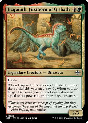 Itzquinth, Firstborn of Gishath card from The Lost Caverns of Ixalan
