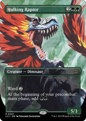 Hulking Raptor (Borderless) card from The Lost Caverns of Ixalan