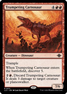 Trumpeting Carnosaur card from The Lost Caverns of Ixalan
