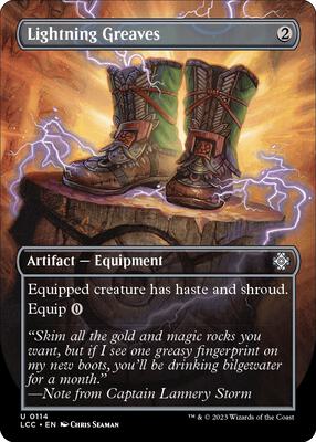 Lightning Greaves (Borderless) card from Commander: The Lost Caverns of Ixalan