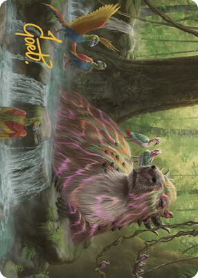 Basking Capybara Art Card (Gold-Stamped Signature) card from Art Series: The Lost Caverns of Ixalan