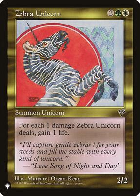 Zebra Unicorn card from The List Reprints