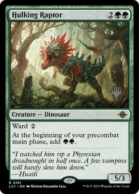 Hulking Raptor card from Promo Pack: The Lost Caverns of Ixalan
