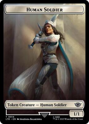 Human Soldier (0014) // Food (0024) Double-Sided Token (Surge Foil) card from Universes Beyond: The Lord of the Rings: Tales of Middle-earth