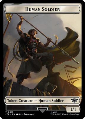 Human Soldier (0015) // Food (0024) Double-Sided Token (Surge Foil) card from Universes Beyond: The Lord of the Rings: Tales of Middle-earth