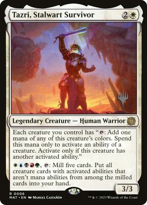 Tazri, Stalwart Survivor card from Promo Pack: The Lost Caverns of Ixalan