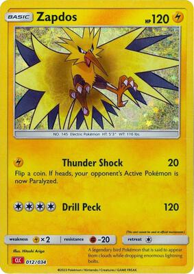 Zapdos card from Trading Card Game Classic