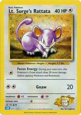 Lt. Surge's Rattata card from Trading Card Game Classic