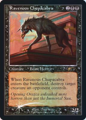 Ravenous Chupacabra (Retro Frame) card from Open House Promos
