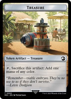 Treasure (0002) // Vampire Demon Double-Sided Token card from Universes Beyond: Jurassic World Collection