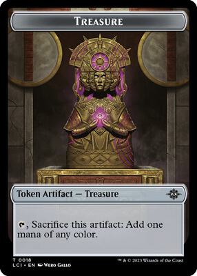 Treasure (0018) // Dinosaur (0001) Double-Sided Token card from The Lost Caverns of Ixalan