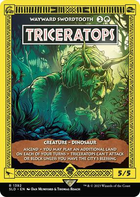 Triceratops - Wayward Swordtooth card from Secret Lair Drop Series