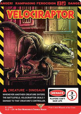 Velociraptor - Rampaging Ferocidon card from Secret Lair Drop Series