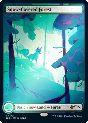 Snow-Covered Forest (1477) (Rainbow Foil) card from Secret Lair Drop Series