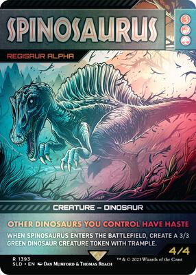Spinosaurus - Regisaur Alpha (Rainbow Foil) card from Secret Lair Drop Series