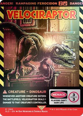 Velociraptor - Rampaging Ferocidon (Rainbow Foil) card from Secret Lair Drop Series