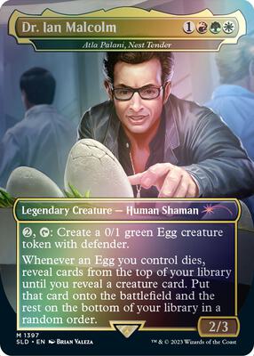 Dr. Ian Malcolm - Atla Palani, Nest Tender (Rainbow Foil) card from Secret Lair Drop Series