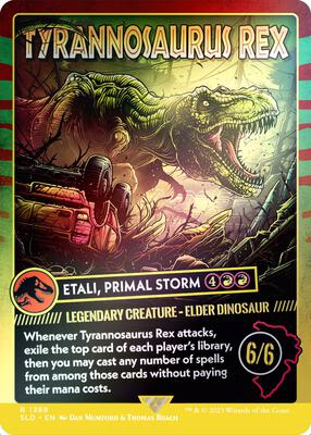 Tyrannosaurus Rex - Etali, Primal Storm (Rainbow Foil) card from Secret Lair Drop Series