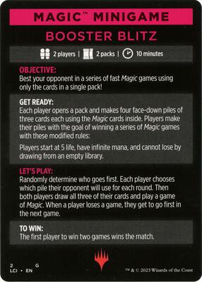 Magic Minigame: Booster Blitz card from The Lost Caverns of Ixalan