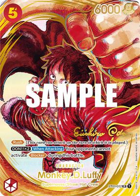 Monkey.D.Luffy (012) (Alternate Art) (Gold-Stamped Signature) card from Awakening of the New Era