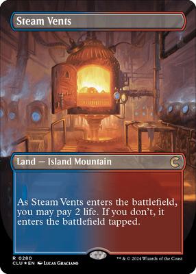 Steam Vents (Borderless) card from Ravnica: Clue Edition