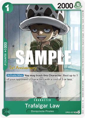 Trafalgar Law (027) card from Awakening of the New Era: 1st Anniversary Tournament Cards