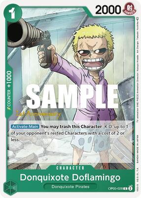 Donquixote Doflamingo (028) card from Awakening of the New Era: 1st Anniversary Tournament Cards