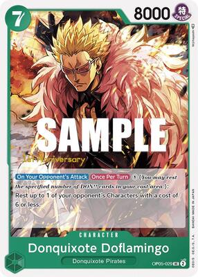 Donquixote Doflamingo (029) card from Awakening of the New Era: 1st Anniversary Tournament Cards