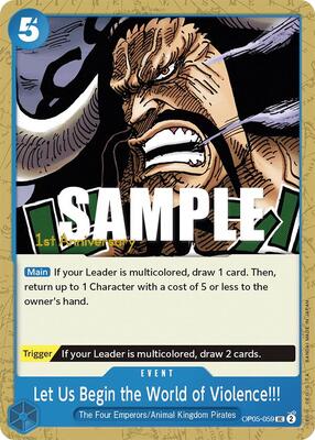 Let Us Begin the World of Violence!! card from Awakening of the New Era: 1st Anniversary Tournament Cards