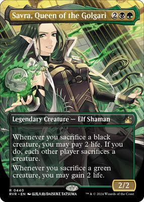 Savra, Queen of the Golgari (Anime Borderless) card from Ravnica Remastered