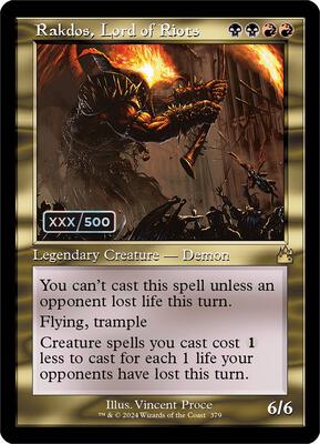 Rakdos, Lord of Riots (Retro Frame) (Serial Numbered) card from Ravnica Remastered