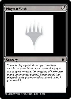 Playtest Wish card from Un-Known Event Playtest Cards