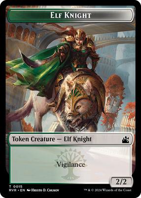Elf Knight // Dragon Double-Sided Token card from Ravnica Remastered