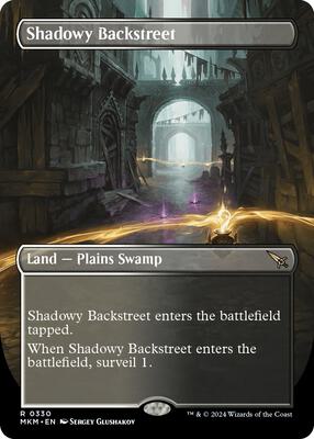 Shadowy Backstreet (Borderless) card from Murders at Karlov Manor