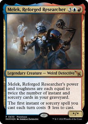 Melek, Reforged Researcher card from Prerelease Cards