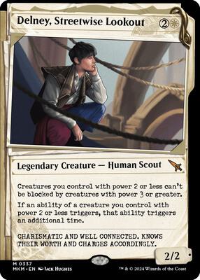 Delney, Streetwise Lookout (Showcase) card from Murders at Karlov Manor