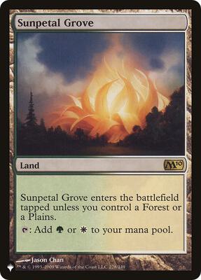 Sunpetal Grove (M10) card from The List Reprints