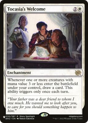 Tocasia's Welcome card from The List Reprints