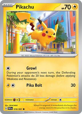 Pikachu - 018/091 card from SV: Paldean Fates